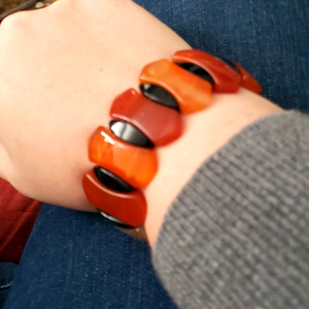Carnelian and Onyx Rare Stacked Bracelet